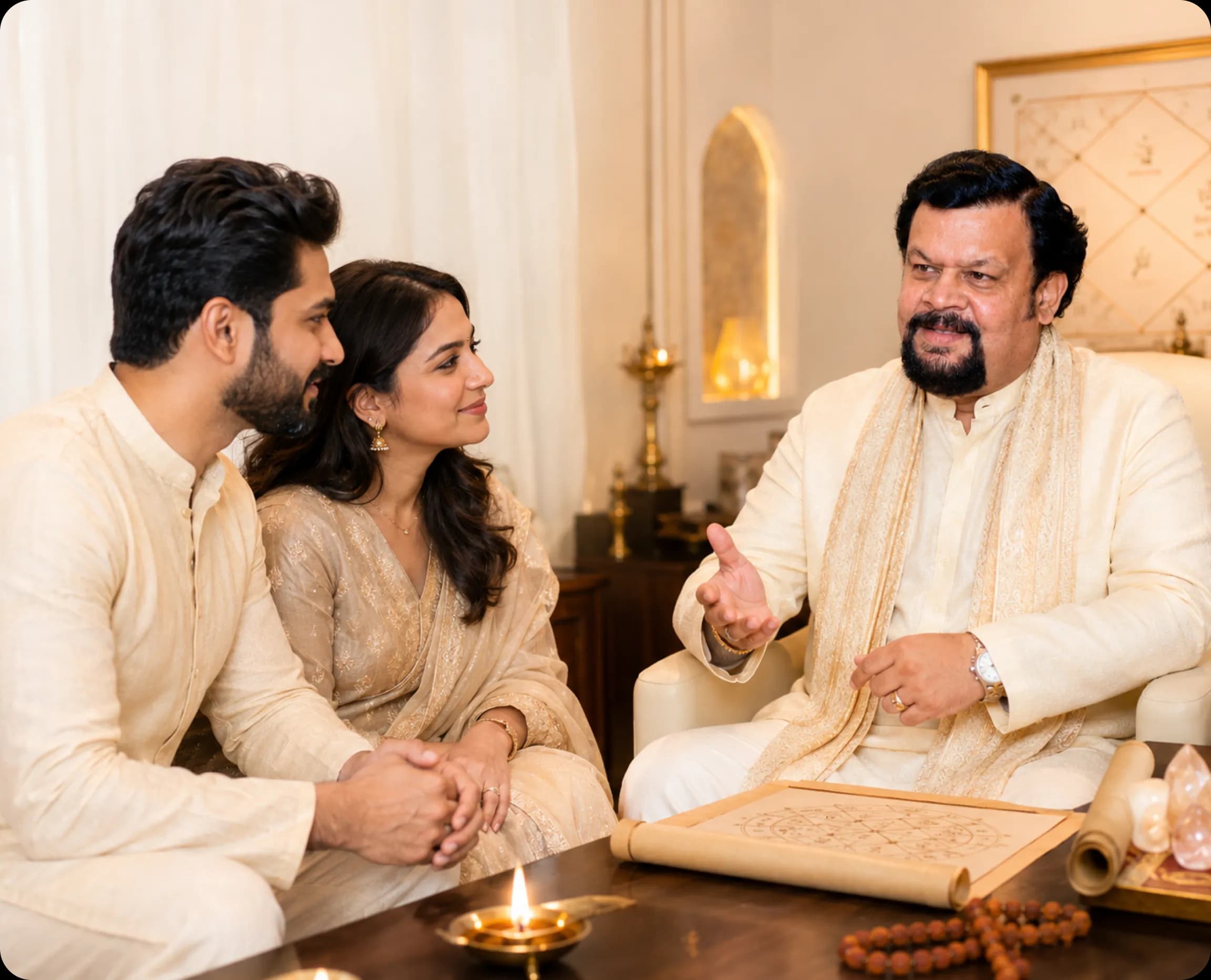 Anant Shivom providing personal guidance to a couple