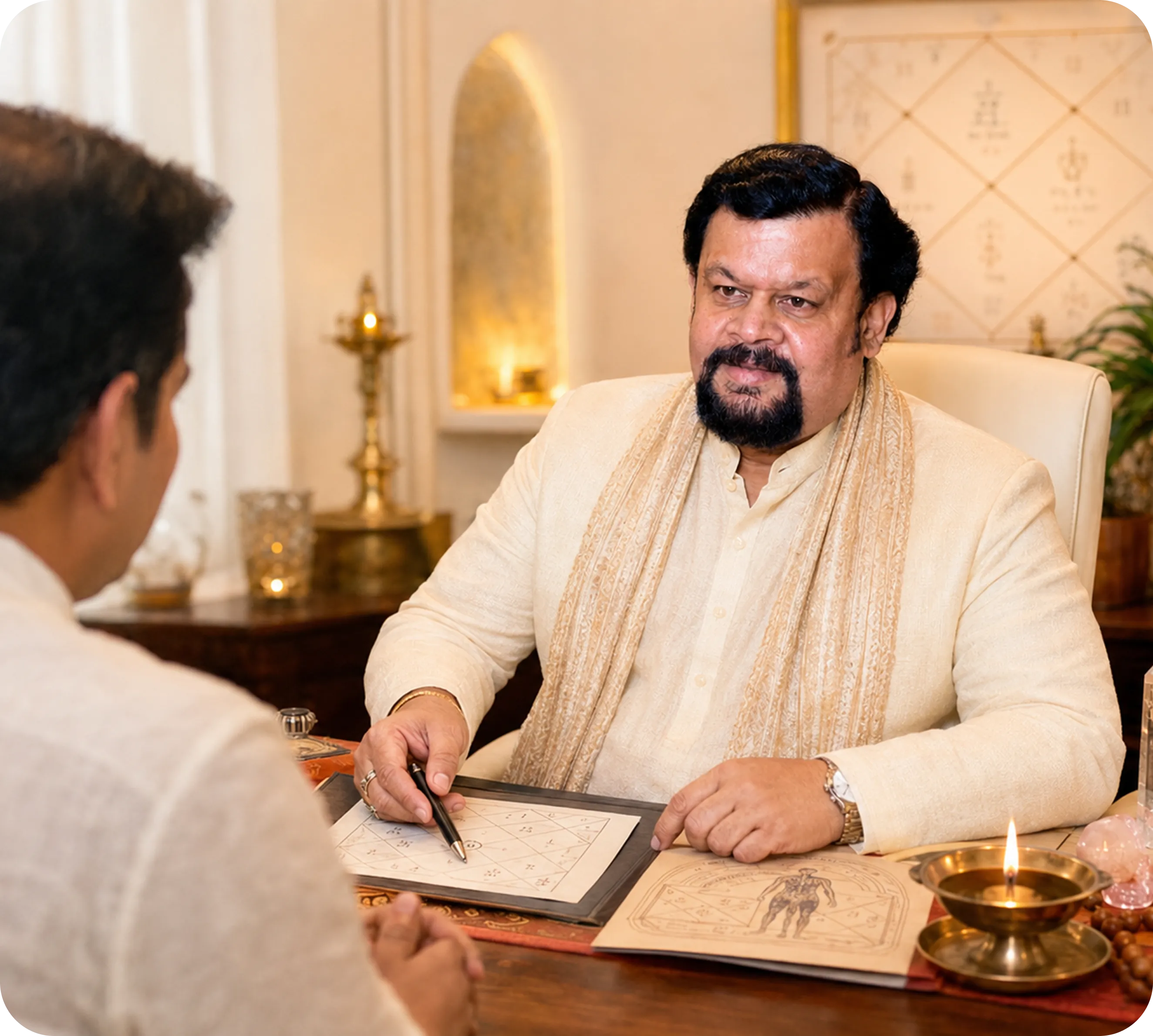 Anant Shivom conducting a personal consultation